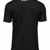Achterkant van het zwarte #STOUT Sketch Kiss T-Shirt met wit neklogo
